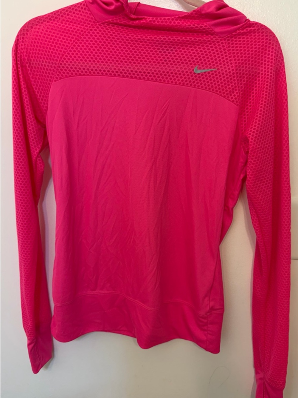 Nike Women's Bright Pink Long Sleeve Hoodie Performance Top